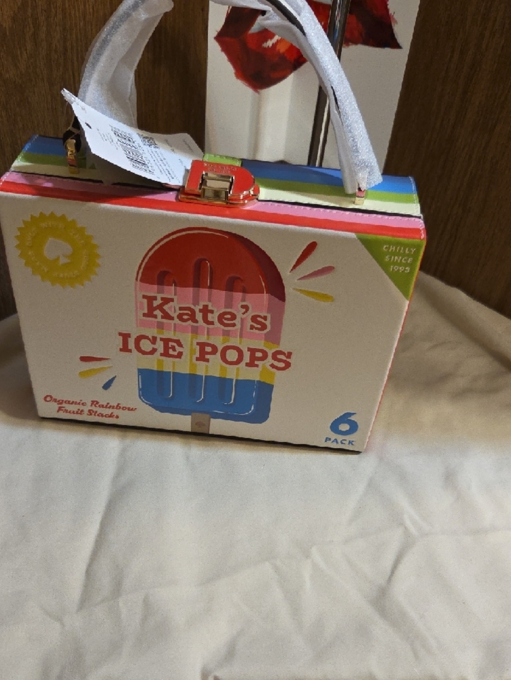 Kate Spade Cream Novelty Popsicle Box Bag with Red and Blue Accents NWT - Picture 14 of 15